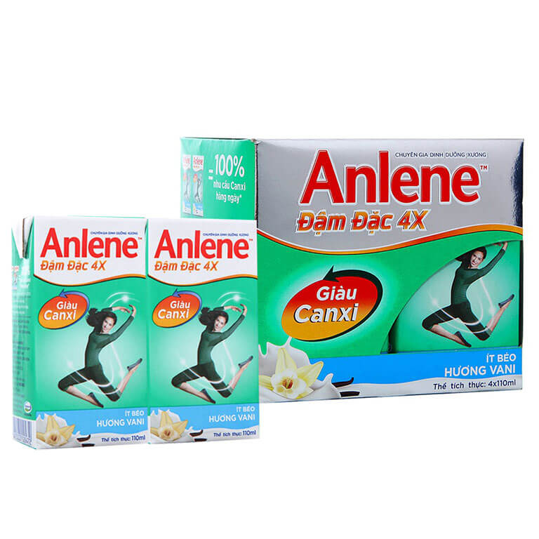 Sữa nước Anlene Đậm Đặc 4X Giàu Canxi Ít Béo 125ml 